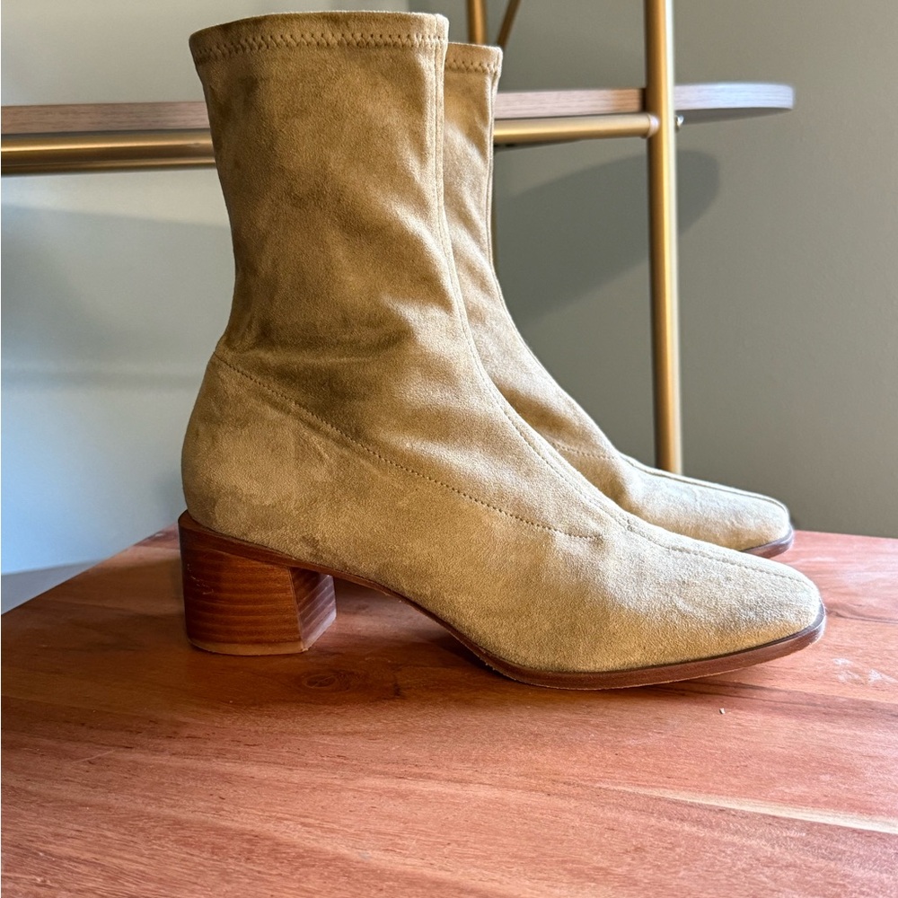 Reformation Light Brown Suede Heeled Boots